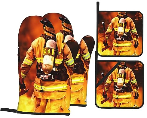 Lot de 4 gants de cuisine et maniques résistants à la chaleur pour barbecue et barbecue