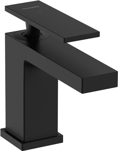 hansgrohe Tecturis E - Waschtischarmatur für Kaltwasser ohne Ablauf, Wasserhahn für Gäste WC mit Auslauf Höhe 90 mm, Mischbatterie Waschbecken wassersparend (EcoSmart+), Mattschwarz, 73013670