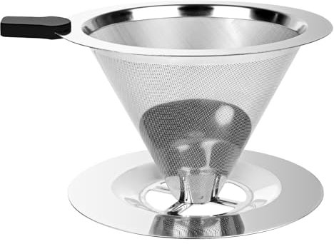Vicloon Stainless Steel Pour Over Coffee Maker - Reusable Paperless Drip Coffee Filter for Single Cup Brew