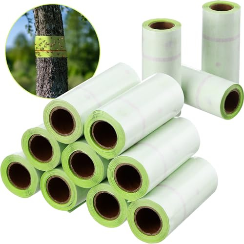 Kittmip 12 rollos de trampas para moscas de interiores para el hogar, 30 pies cada rollo, trampas para moscas de frutas al aire libre, papel desechable, linterna manchada, cinta adhesiva para proteger