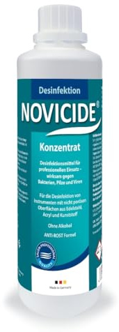 NOVICIDE Desinfektionsmittel Konzentrat 500ml VAH-gelistet Instrumente | VAH-gelistet, alkoholfrei, 1:20 ergiebig. 15 Min. Einwirkzeit, schützt Instrumente aktiv vor Rost.