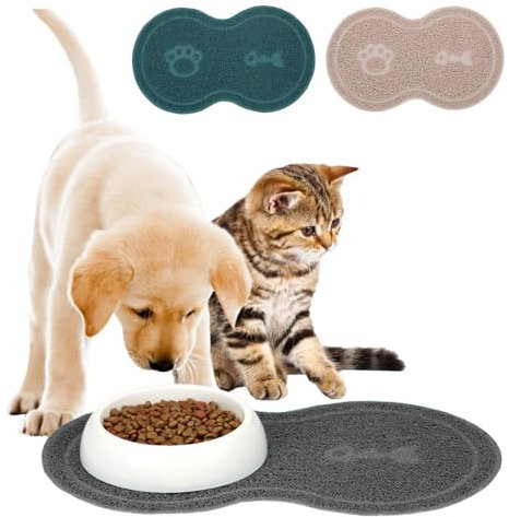 Murago - Futternapfunterlage ca.45x26cm Knochenform - Grau - Hunde Katzen Napfunterlage Futter Unterlage Katzenklo Katzentoilette Vorleger Vorlege Matte