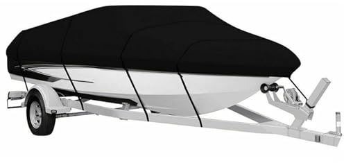 Bootsabdeckplane Bootsabdeckung, 190T Oxford Fabric Wasserdicht Staub Schutz Persenning Bootsplane, 11-13FT Boat Cover mit Aufbewahrungstasche Bootspersenning für Yacht Schnellboot Runabout