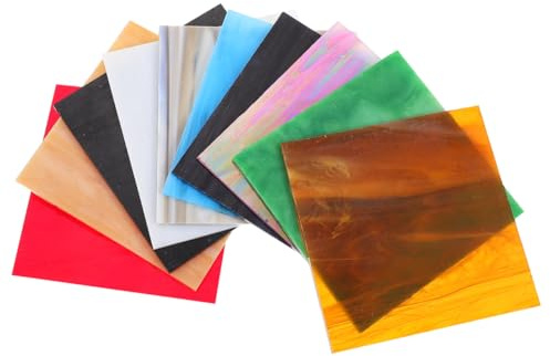 NUOBESTY 10 Feuilles Verre Vitrail Ondulé À L’Eau 10 X 10 cm Feuille De Verre Colorée Pour Mosaïque Cathédrale Décoration Maison Église Mariage Et Fête