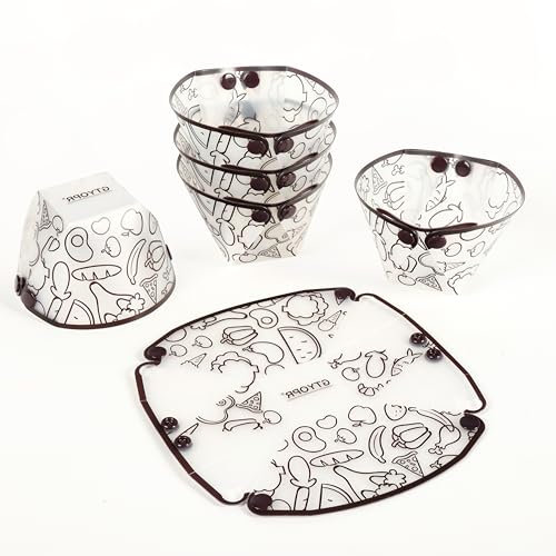 GTYOPR Collapsible Bowl Set of 12 Pieces, Portable Food Grade Camping Plates Tableware, Plastic Folding Bowls For Outdoor Family Travel Picnic(3.7 * 2.7 * 3in)