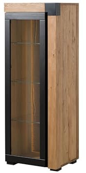 MASSIVMOEBEL24.DE | Vitrine Eiche 53x45x144 Natur geölt Rotterdam #102, Farbe:Natur geölt, Größe:52.5x45x144 cm