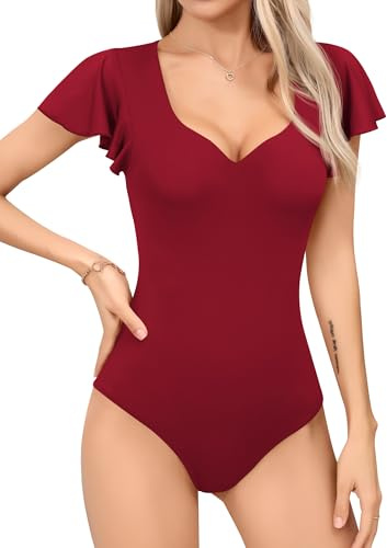 Missufe Damen Sommer Bodysuit Ärmellos Slim Fit Herzförmiger Ausschnitt Bodys Oberteil Top