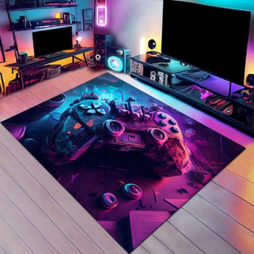 Gamepad Bereich Teppich Game Motiv Teenager Junge Carpet Gamer Controller Area Rug Für Wohnzimmer Spielzimmer Esport-Raum Jungen-Spiel Themen Schlafzimmer Gaming Zimmer Mat (Farbe 4,160x230 cm)