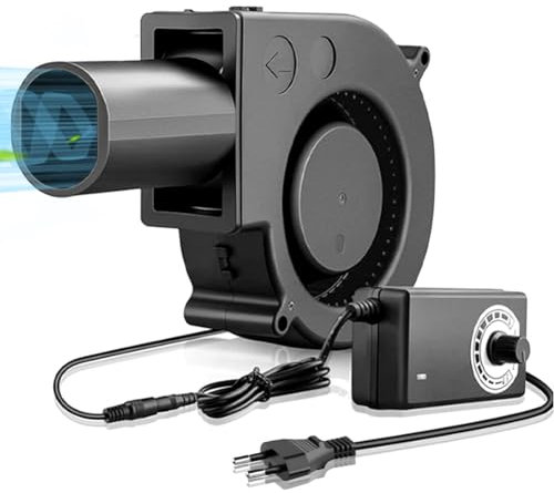 Ventilateur radial 220 V, 12 V, 97 x 33 mm, avec contrôleur, ventilateur de turbine équipé d'une sortie d'air, pour changement de ventilateur, barbecue, cheminée gonflable