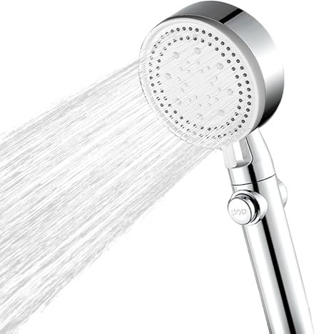Duschkopf, Wassersparender Duschkopf Hochdruck Handbrause mit 4 Strahlarten, Duschsparkopf Wassersparend mit Stoppfunktion, Universal Einstellbarer Brausekopf Dusche