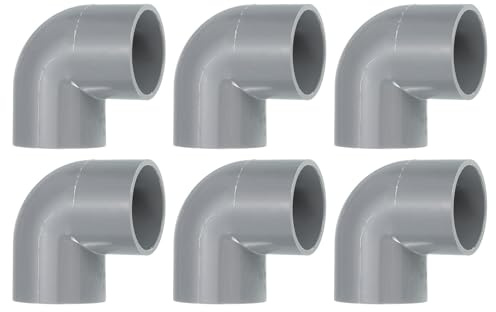 sourcing map 40 mm 90-Grad-Winkel, 6 Stück, PVC-Rohrverschraubungen, 2-Wege-rechtwinkliger Winkelstück, Seitenauslassadapter, Kupplung, PVC-Fittingverbinder für Heimwerker, Bau, Möbel, Grau