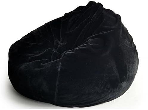 Sitzsack mit Liegestuhl, luxuriös, flauschig, für Erwachsene, für Wohnzimmer, Sitzsack, extra groß, schwarz, 90 x 110 cm