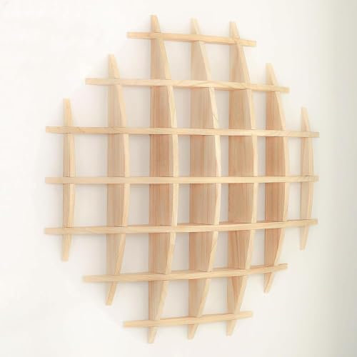 RCJCQSR Chinesisches Kugelregal aus Massivholz, Tassenregal, Kaffeetassen-Display, Wandmontage, Teetassenhalter, Tassenregal für Wand, Wohnzimmer, Küche, Büro (Größe: 100 cm, Farbe: Holz)
