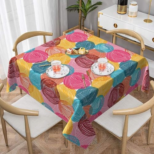 Garn zum Stricken und Handarbeiten, Quadratische Tischdecke aus Polyester, staubdichte, knitterfreie Tischdecke – 55 Zoll