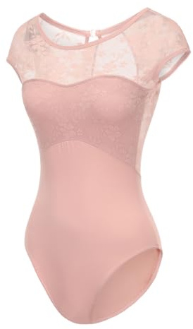 Lanbodance Women Short Sleeve Ballet Leotards for Adult Dance Bodysuit