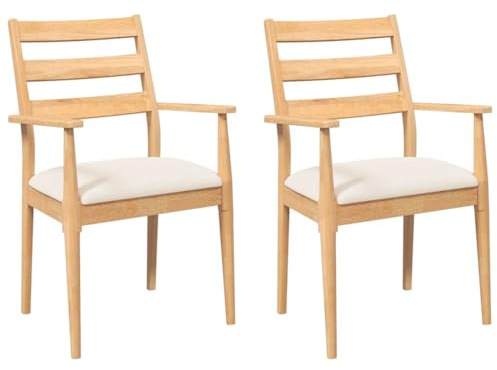 vidaXL Esszimmerstühle mit Kissen 2 STK. Massivholz Gummibaum