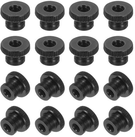 sourcing map 16Pcs Knurled Thumb Nuts, M4x8mm Carbon Steel Nut Iron Round Knobs Fasteners High Head Through Hole Hand Screw Nut for 3D Printer Part, Black