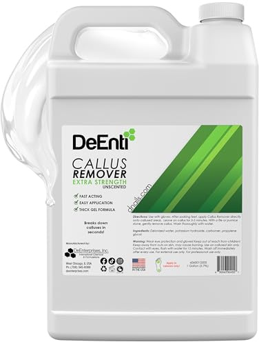 DeEnti Callus Remover for Feet, Extra Strength Foot Callus Remover Gel, 128oz Gallon Salon Grade Bulk Pedicure Supplies for Dry Skin, Cracked Heel, Professional Strength Foot Care, Unscented