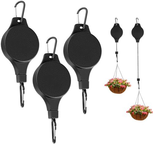 3 Stk Pflanzenaufhänger Einziehbarer Blumenampel Haken Pflanzen Ampelaufzug Verstellbarer Pflanzentopf Aufhänger Einziehbarer Pflanzenampel für Gartenkörbe,Blumentöpfen,Vogelhaus,Körben,Vogelhäuschen