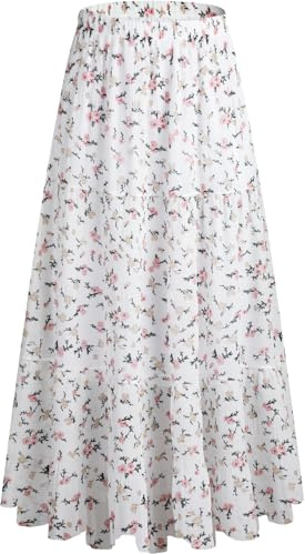 Genfien Gonne Donna Elegante a Vita Alta da Donna Gonna Lunga in Chiffon con Fodera Estiva Bohemien