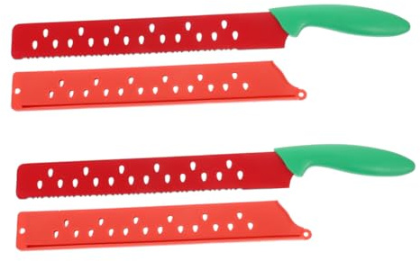 Mobestech Cuchillo para Sandía Extendido 2piezas de Acero Inoxidable Filo Dentado Versátil para Cortar Pan y Frutas Cocina