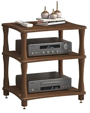 WXZXWXZX Mobile Giradischi in Legno Supporto Casse Audio HiFi Aperto Multifunzione Consolle per Jukebox Lettori Dvd Console di Gioco Accessori TV(Walnut,60 * 48 * 64cm)