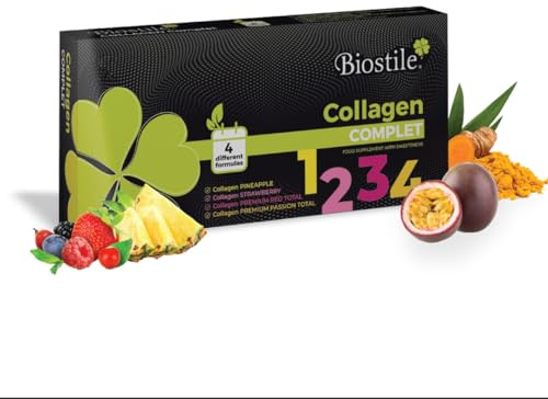 Biostile Collagen Complet – 30 Beutel mit 8600 mg hydrolysiertem Kollagen, Vitamin C, Kurkumin, Shilajit und Silizium für Haut, Gelenke und Knochen