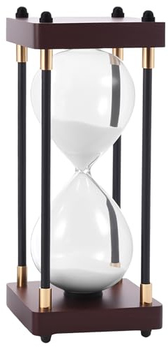 Sablier rectangulaire en verre avec embouts en bois - Longueur : 20 cm - Moderne et - Pour la maison, le bureau, la salle de classe, la cuisine, le restaurant, le bureau, le salon