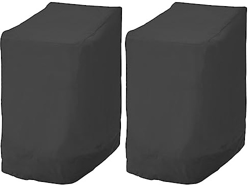 Lot de 2 housses de chaise de jardin en tissu Oxford 420 polyuréthane - Imperméables - Avec cordon de serrage - Coupe-vent - 114 x 85 x 65 cm - Pour meubles de jardin - Noir