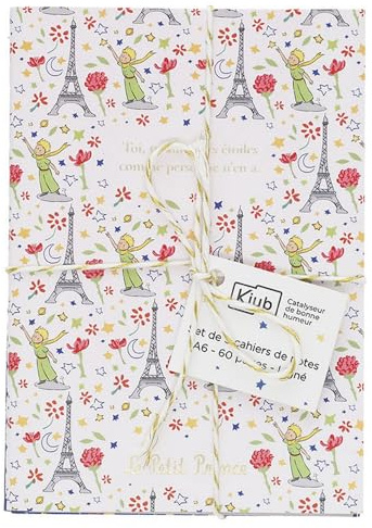 KIUB Set mit 3 Notizbüchern Der kleine Prinz und der Eiffelturm (10,5 x 14,7 cm)