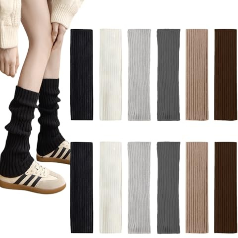 6 Paires Leg Warmers Jambiere Femme Guetre Leg Warmers Jambiere Femme Guetre Chaud et Confortable, Idéal Pour Les Spectacles, le Sport, le Yoga, le Cosplay et Les Soirées Années 80 (6 Couleurs, 40 cm)