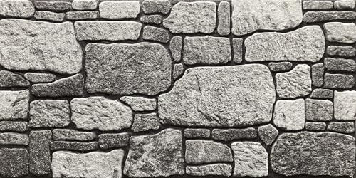 Wandverkleidung Steinoptik | 100 x 50 cm | 3D Effekt Wandpaneele Steinmauer Grau | EPS Styropor Verblender | Für Innenbereich | Schalldämmend & Wärmedämmend | BT003