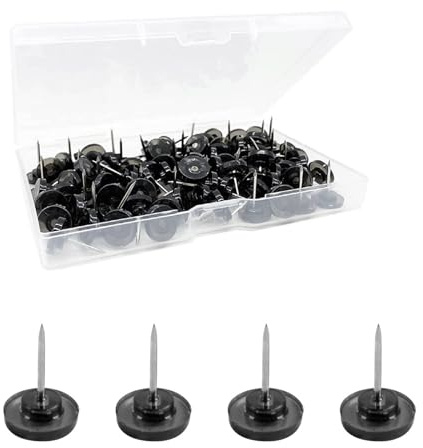 50 Pack Black Push Pins, Durable Round Head Flat Thumb Tacks, Multipurpose Black Drawing Pins, Pushpins for Wall Maps Posters Photos Cork Board Bulletin Board Maps Office Home Decor