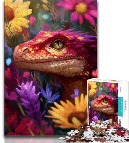 Puzzle 1000 Teile für Erwachsene Blumendrachenbaby 1000 Teile für Teenager Quizspiel Wanddekoration einzigartige Geburtstags 75x50cm