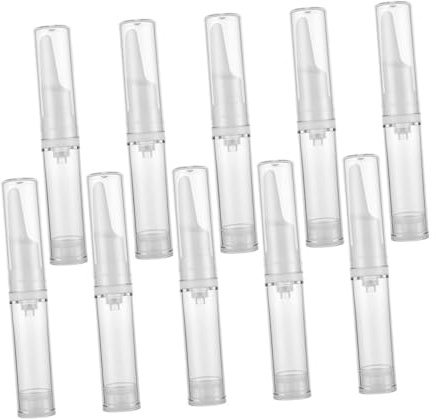 BIUDECO 10 pièces Lot de Flacons Cosmétiques Vides Airless pour Sérum Yeux Bouteilles Rechargeables Anti-fuite Légères et Transparentes pour Lotions et Crèmes