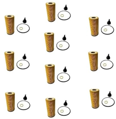 Filtro de aceite Kit de 10 filtros de aceite 11428593186 compatible con Mini X1 F48 M135i F40 X2 F39 F45 F56 F55. Incluye elemento filtrante de aceite. Filtro de Aceite para Coche