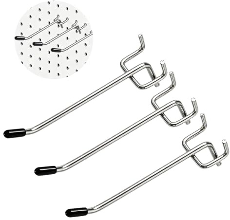 FuncHardwa 30 Pack Metal Pegboard Hooks for Hanging, 25mm Hole Pitch Pegboard Accessories with Rubber Sleeve, 1/8 Peg Board Shelving Hooks for Retail Store Garage (30PCS)