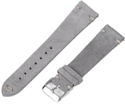yangfangmei 20 mm 22 mockaskinn vintage klockremmar Blå for bruna klockarmband Handgjorda sömmar rem Klocktillbehör(Grey,20mm)