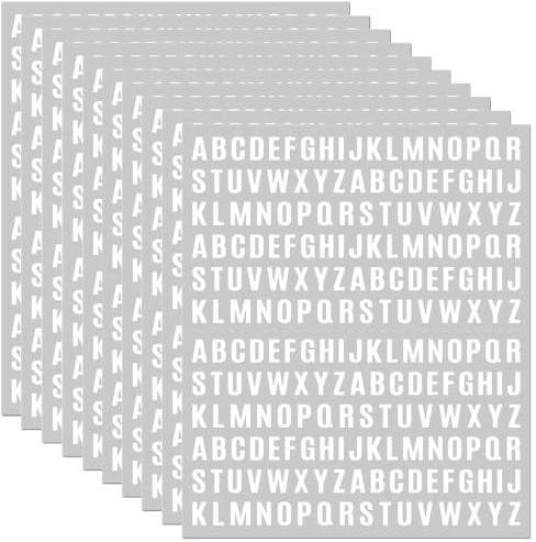 10 Blätter Buchstaben Aufkleber Kleine, 2080 Stücke 13 mm (Weiß)