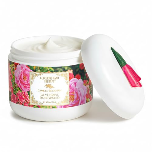 Camille Beckman Glycerine Hand Therapy Cream, Rosewater, 8 oz