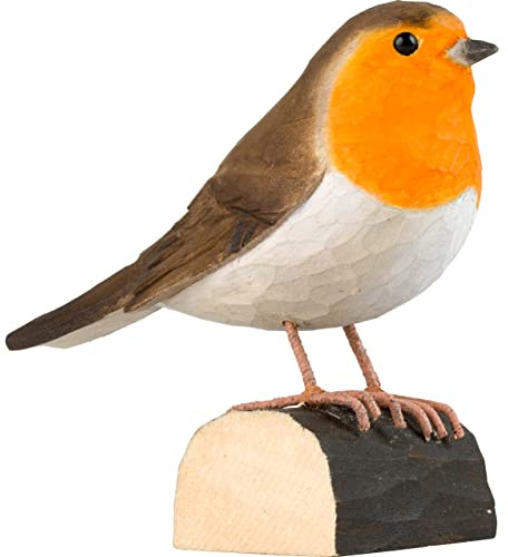 Wooden Robin Ornament Hand Carved Decorative Bird Figurine Swedish DecoBird Robin Gifts for Nature Lovers and Bird Enthusiasts – Wildlife Garden