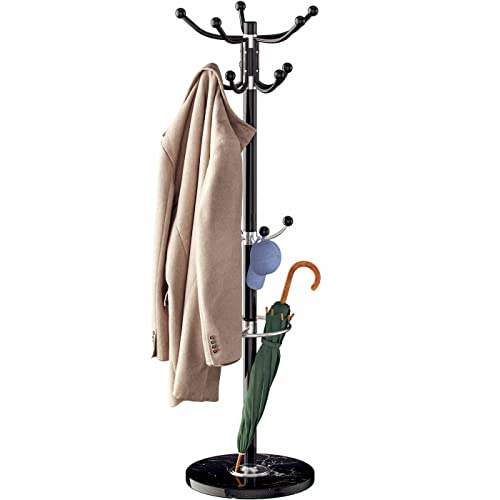 Deuba CASARIA® Garderobenständer Kleiderständer mit Marmorfuß Standgarderobe Garderobe Metall, Farbe:schwarz 2