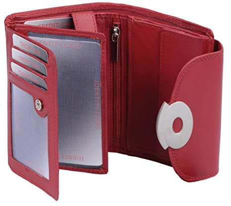 LEAS Damenbörse mit RFID Schutzfolie Echt-Leder, rot 13x10x3,5cm (LxBxH) Ladies-Collection
