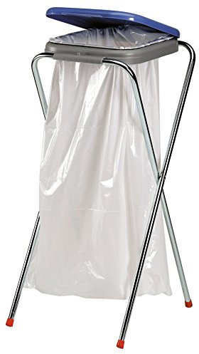 axentia Supporto per sacco dell’immondizia con coperchio in plastica, supporto porta sacco spazzatura in acciaio, 130 l, ca. 36 x 42 x 78 cm