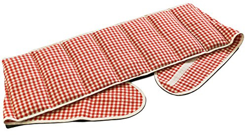 Rapssamenkissen 7-Kammer mit Gürtel & Klettverschluss - Länge ca. 135cm - rot-weiß - Wärmekissen XXL Körnerkissen