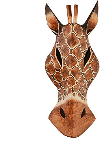 Woru Maske Giraffe 30 cm, Holz-Maske aus Bali, Wandmaske