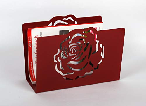 Szagato Zeitungsständer Rose HxBxT 23x32x12cm rot Made in Germany | Made in Germany Zeitschriftenständer Metall Zeitschriftenhalter Zeitungshalter modern