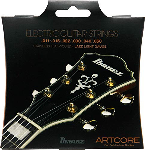 IBANEZ Saitensatz E-Gitarre Artcore Stainless Flat Wound 6-Saiter - für Full-Hollow Bodies/Jazz Light 11-50 (IFAS6SL)