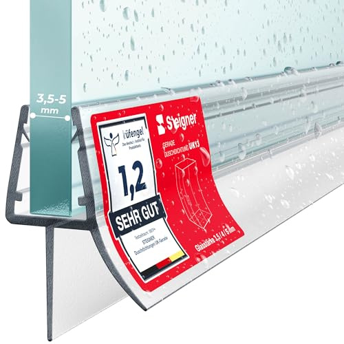 STEIGNER Guarnizione doccia UK13 90 cm (1 pz.) trasparente - Guarnizione box doccia verticale per docce angolari o pentagonali con porta 3,5-5 mm - Perfetta aderenza, Impermeabile, Finitura estetica