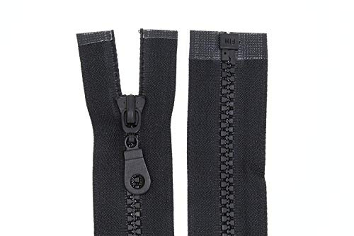 Reißverschluss Kunststoff Plastik Zähne 5mm teilbar für Jacken, 1 - schwarz (322), 62cm